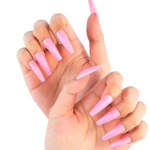 PRETTY IN PINK COFFIN PRESS ON GLUE ON NAI…